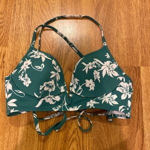 Flowered Green Bikini Top